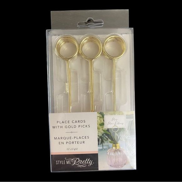 Style ME PRETTY | Wedding Place Cards with Gold Picks - Picture 1 of 3